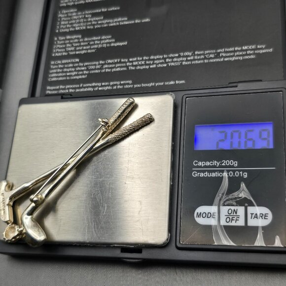 VTG Taxco Sterling Silver Golf Club & Ball Pin Brooch 3.25" TM-80 Mexico 20.65g - Picture 9 of 10